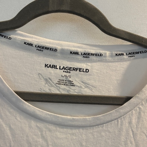 Karl Lagerfeld White Tee with Black Photo Collage - Picture 2 of 3